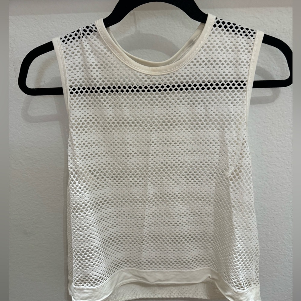 White Mesh Lululemon Crop Tank